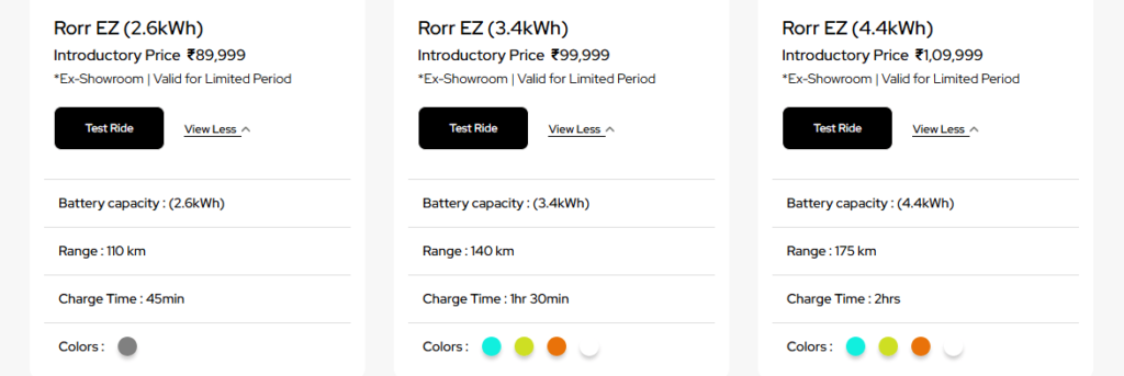 Oben Rorr EZ Electric Bike variants