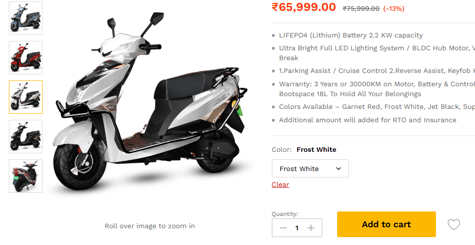 Komaki X1 Electric Scooter Review add to cart